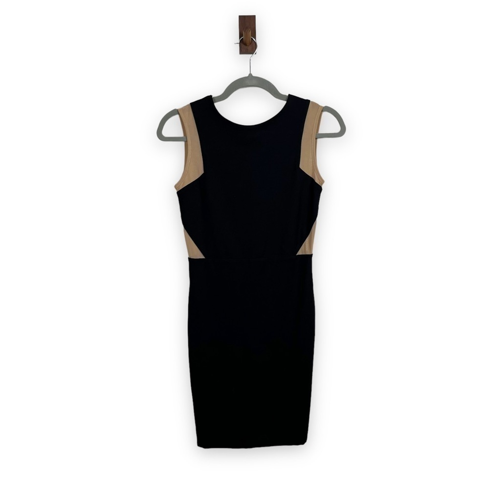 AQ/AQ Dress Womens 2 Black Nude Mesh Cut Outs Bodycon Mini Sexy Romantic